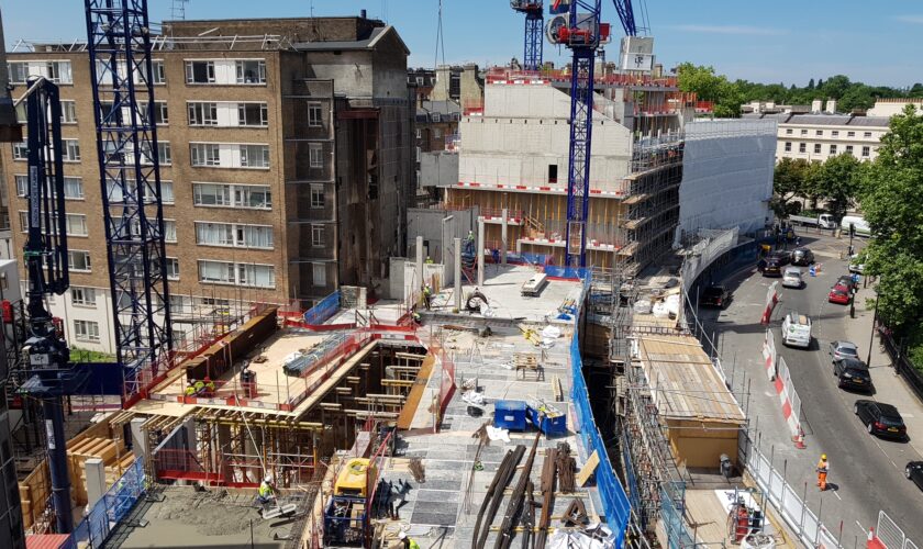 Regents Crescent during construction