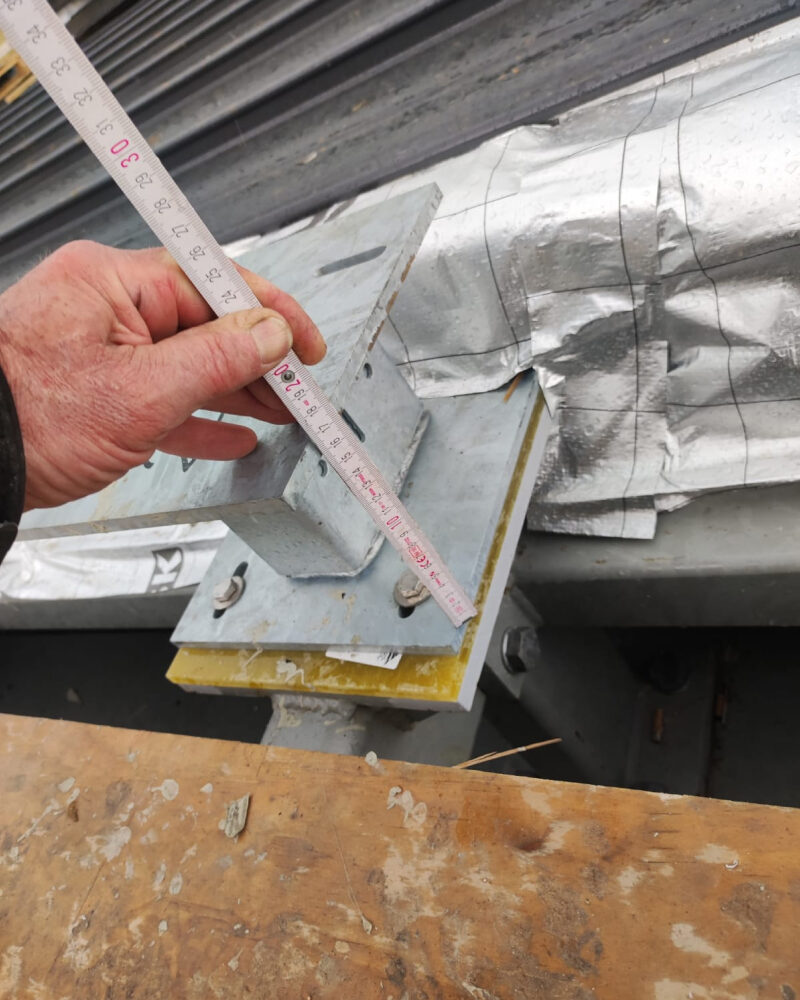 One of the STRUKTRA™ TBK plate used to prevent cold bridging of the load bearing support connection